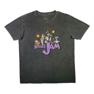 Retro Space Jam Movie Shirt Small Gray Y2K Basketball Novelty Unisex Crew Tee